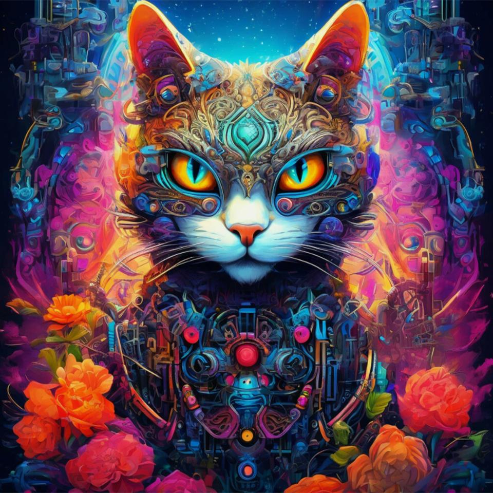5D Diy Diamond Painting Animal Esports Cat Pattern Mosaic Inlaid Water Diamond Embroidery Colorful Painting Game Hall  Decoration