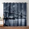 New York City Vorhang für Wohnzimmer, luxuriöse Wolkenkratzer, Fenstervorhänge, Brücke und Türme, Blick auf den Sonnenuntergang, Verdunkelungsfenstervorhänge