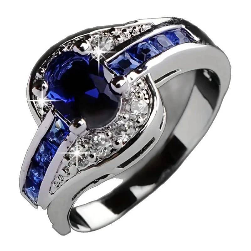 Geometric Oval Zircon Silver Womens Ring With Fashion Chic Style For Trendy Wear