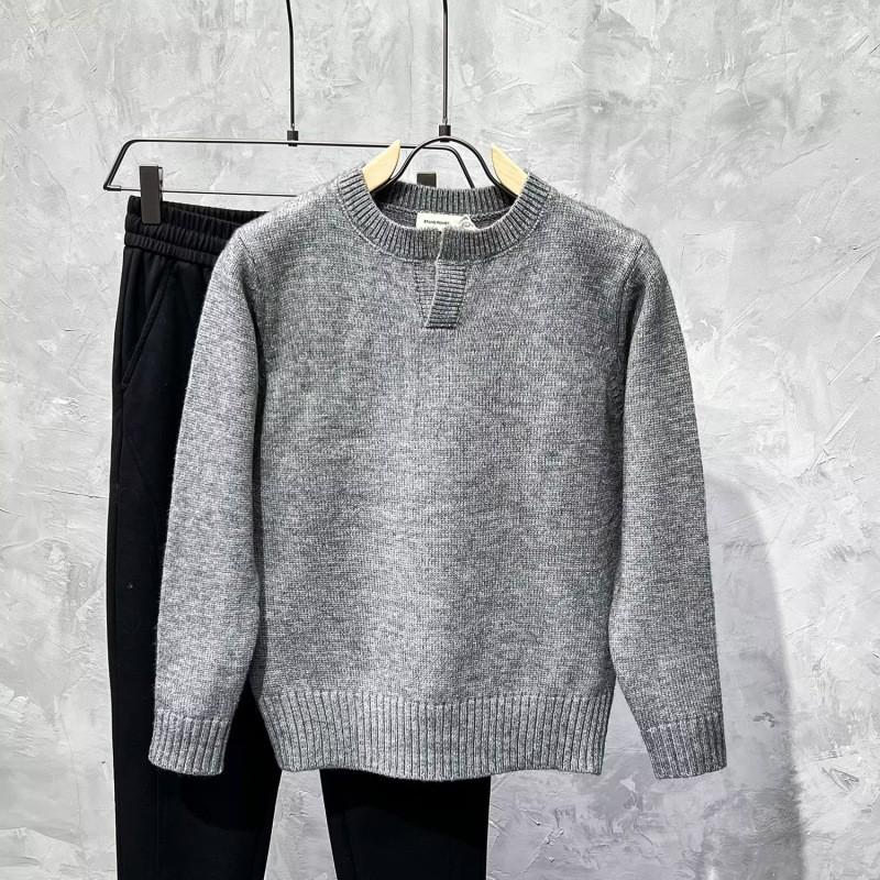 Mens V-Neck Knit Sweater Long Sleeve Casual Pullover Winter Youth Loose Fit Solid Color