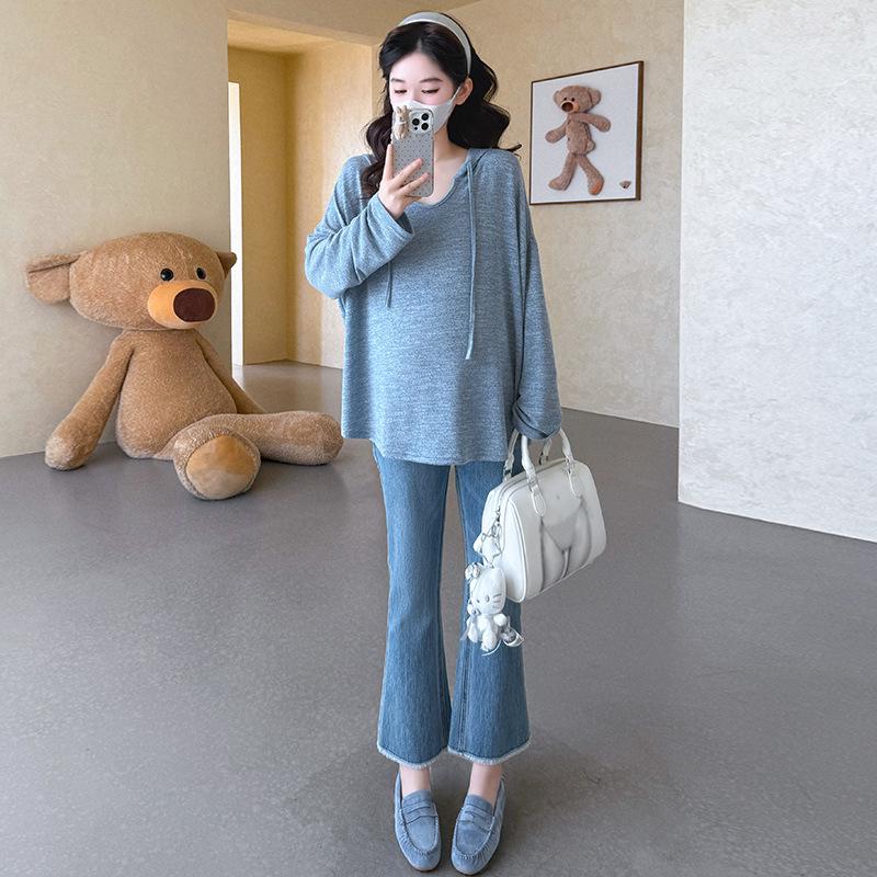 2026 Spring Korean Loose Hooded Maternity Top M