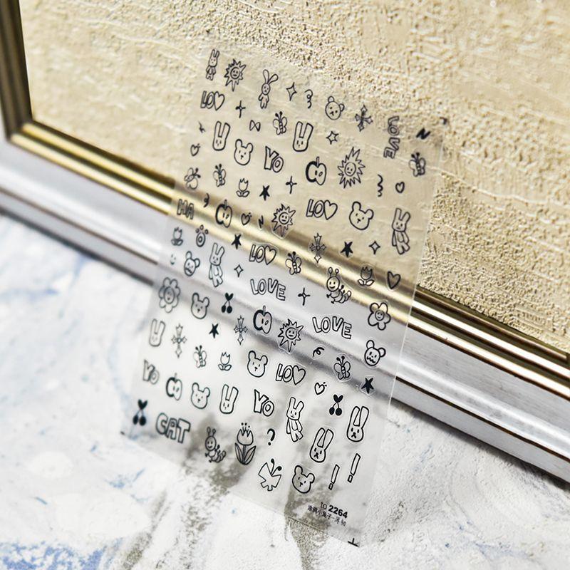 

Black and White Graffiti Bunny Thin Tough Hot Nail Stickers Black Graffiti Bunny 2264