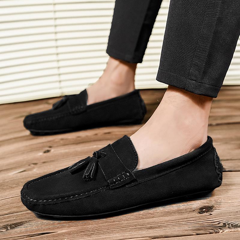 Fashion Men Casual Shoes Luxury Suede Black Loafers Men Tassel Moccasins Man Slip On Summer Flats Male Lazy Driving Men&Amp;#39;S Shoes