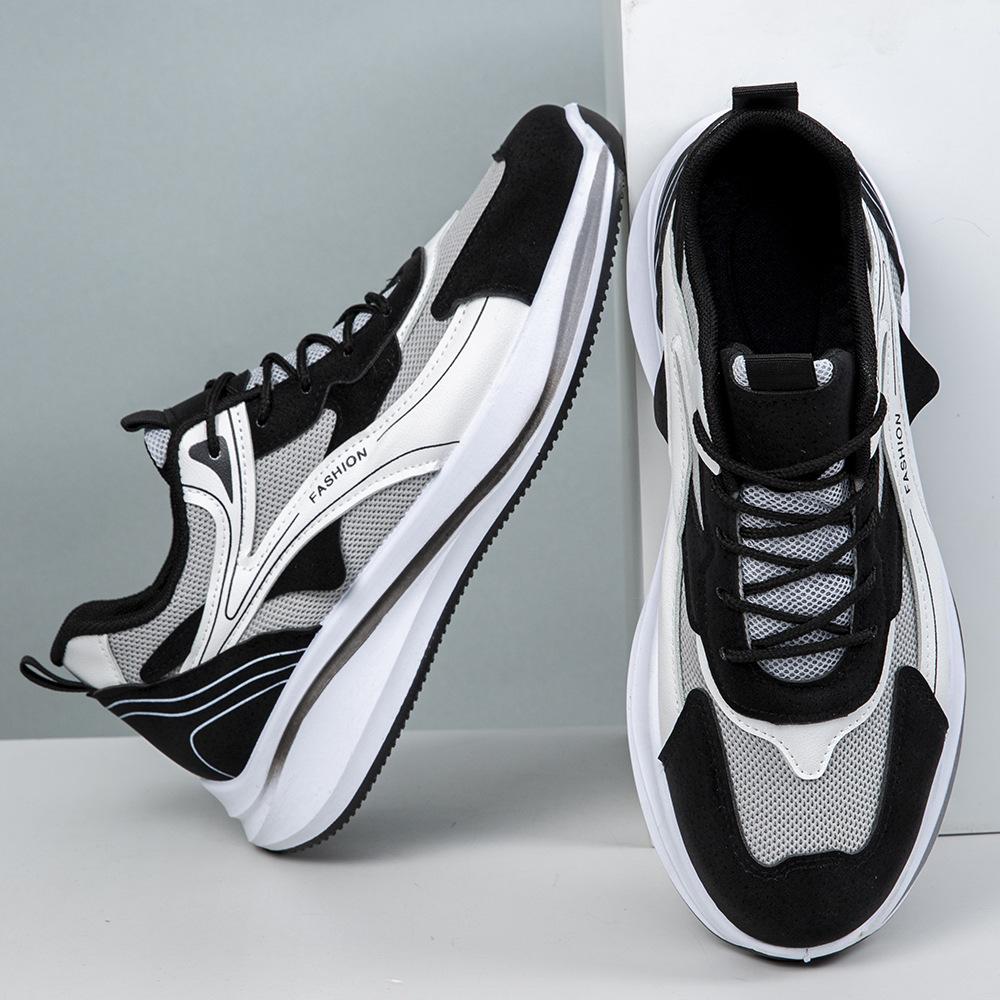 

Forrest Gump мужские туфли осенние кожаные водонепроницаемые универсальные повседневные мужские беговые дорожные нескользящие спортивные увеличивающие приливные туфли для папы 44 чёрный