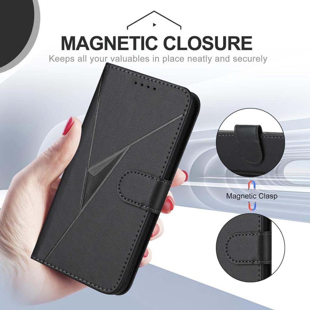 For Motorola Moto G Stylus 5G (2024) Case Triangle Imprint Leather Phone Cover with Lanyard