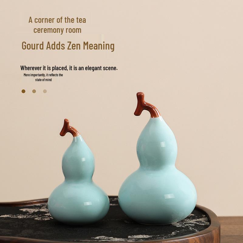 Charming Chinese-Style Ceramic Gourd Gift Set - Colorful, Creative Ornaments for Home & Souvenir