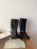 Inner heightening boots women's 25 new autumn retro versatile stacking boots belt buckle slim tall knight boots