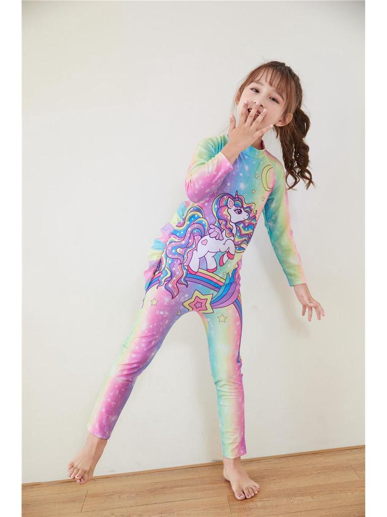 Uroczy strój kąpielowy dla niemowląt z długim rękawem, ochroną przeciwsłoneczną i spodniami