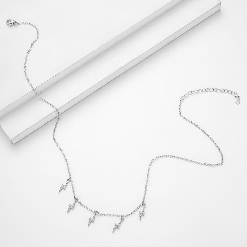 ANENJERY Kubische Zirkon Geometrische Welle Anhänger Quaste Halskette Weibliche 18K Gold Silber Überzogene Kupfer Halsband Schlüsselbein Kette