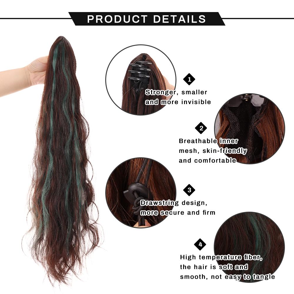 Synthetic 24inch Claw Clip On Ponytail Hair Extension Ponytail Extension Hair For Women Pony Tail Hair Hairpiece