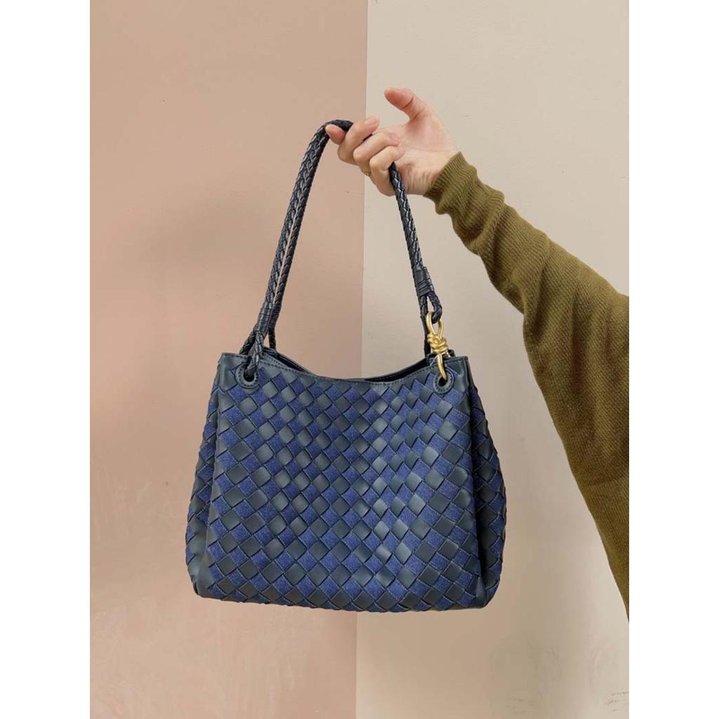 Borsa a tote in pelle a paracadute da donna intrecciata a mano a spalla a tracolla borsa cesto vegetale grande pendolare tendenza
