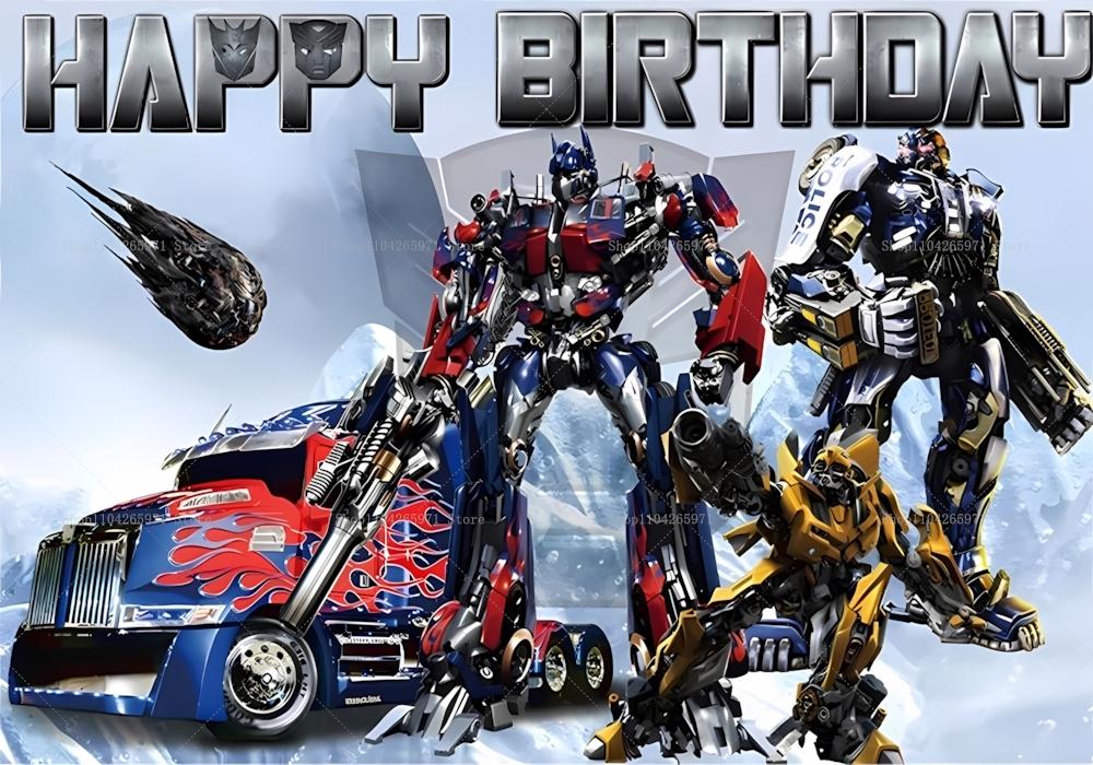 Fun Transformers Background Banner with Optimus Prime Theme for Kids, Children's Party Decoration