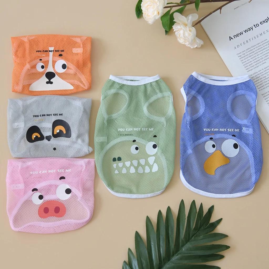 Dog Clothes Spring/Summer Cool Mesh Tank Top Compared To Bear Golden Hair Keji Thin Breathable Cartoon Print Tank Top XS-6XL