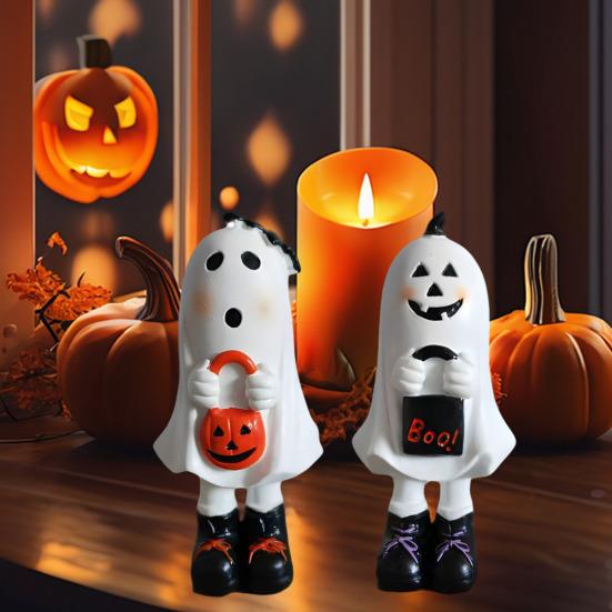 Halloween Ghost Figurine Cute Small White Ghost Statue Tabletop Ghost