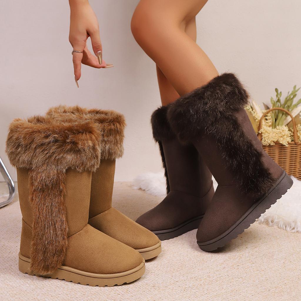 Women's long large size soft elastic winter warm cold padded snow boots non-slip wear outdoor leisure sports cotton boots