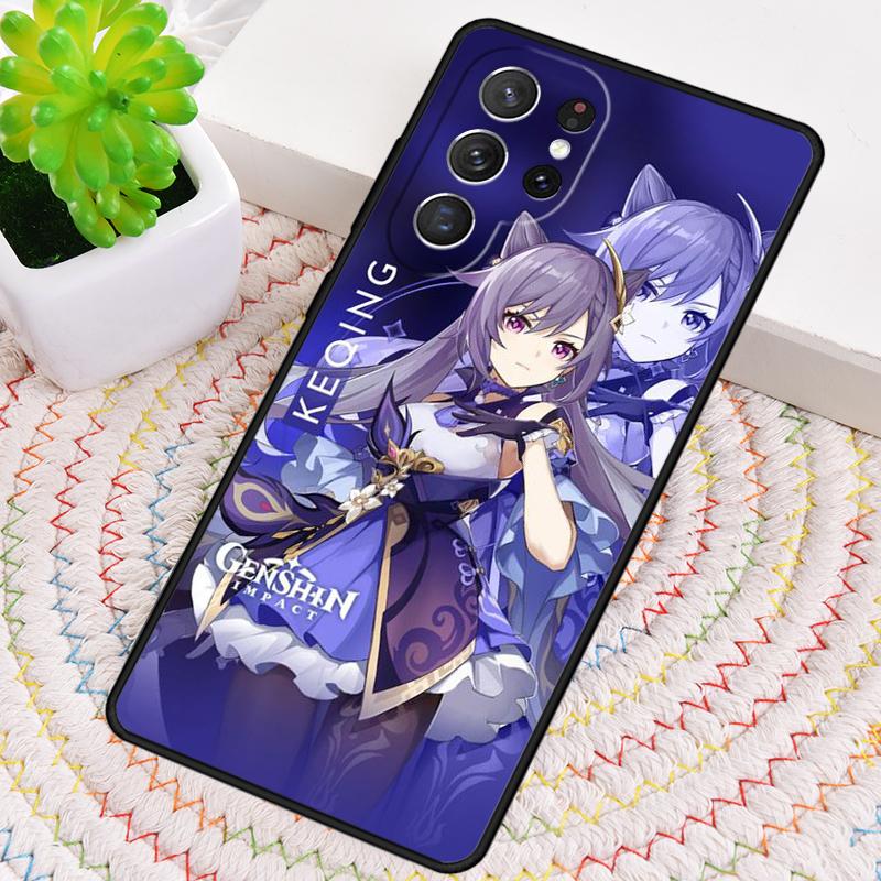 Keqing Genshin Impact Silicone Phone Case For Samsung Galaxy note 10 pro S26 S25 S24 S23 S22 S21 Plus S25Ultra Capa Cover