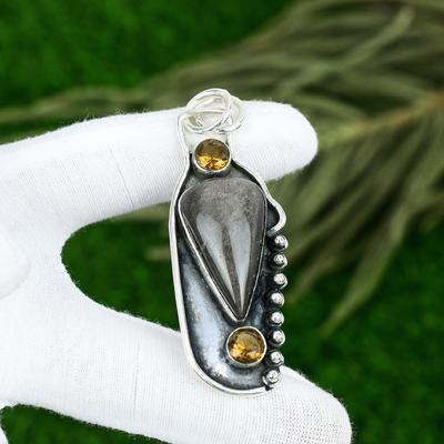 Gift For Women Pendant 925 Silver Natural Silver Sheen Obsidian Gemstone