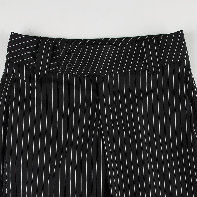 Vintage Pinstripe Contrast Color Flare Pants Women High Waist Slim Fit Y2K Streetwear Bell Bottom Trousers