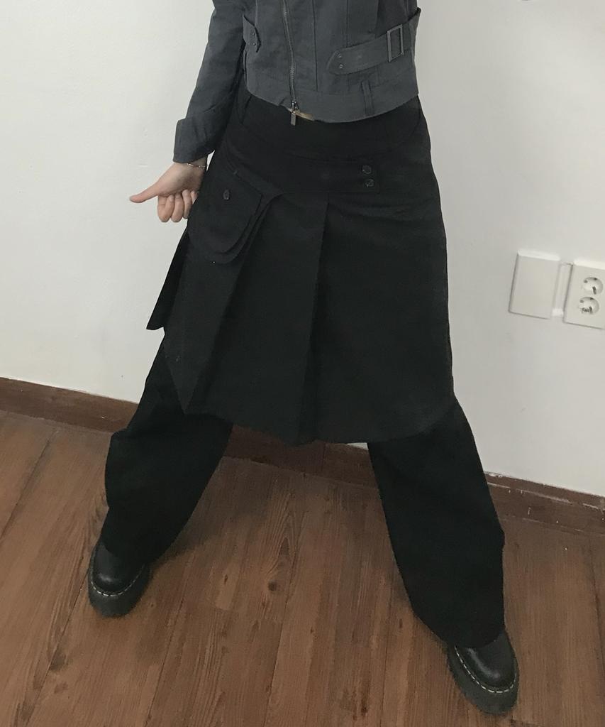 Place Studio Essential Button Pocket Belted Layered Asymmetrical Pleated Midi Skirt _3 Colors
