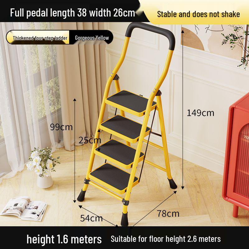 Multi-functional Indoor Folding Ladder with Handrails and Widened Pedals - Four to Five Steps for Home and Dorm Use