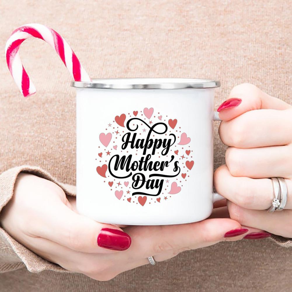 

Happy Mother s Day Enamel Mug White Handled Cup Coffee Tea Enamel Mug Drink Water The Best Original and Fun Mother s Day Gift 360ml