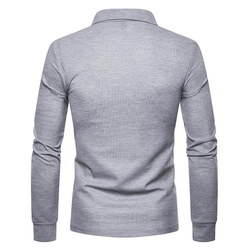 Autumn/Winter 2021 Men's Slim Fit Long Sleeve Polo with Color Turn-Down Collar