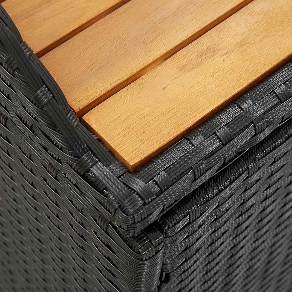 Storage Bench with 120 cm Poly Rattan in Black
