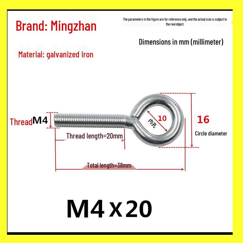 Closed Hook Eye Bolt Screw Ring Hanger - M2.5 to M8 Machine Thread