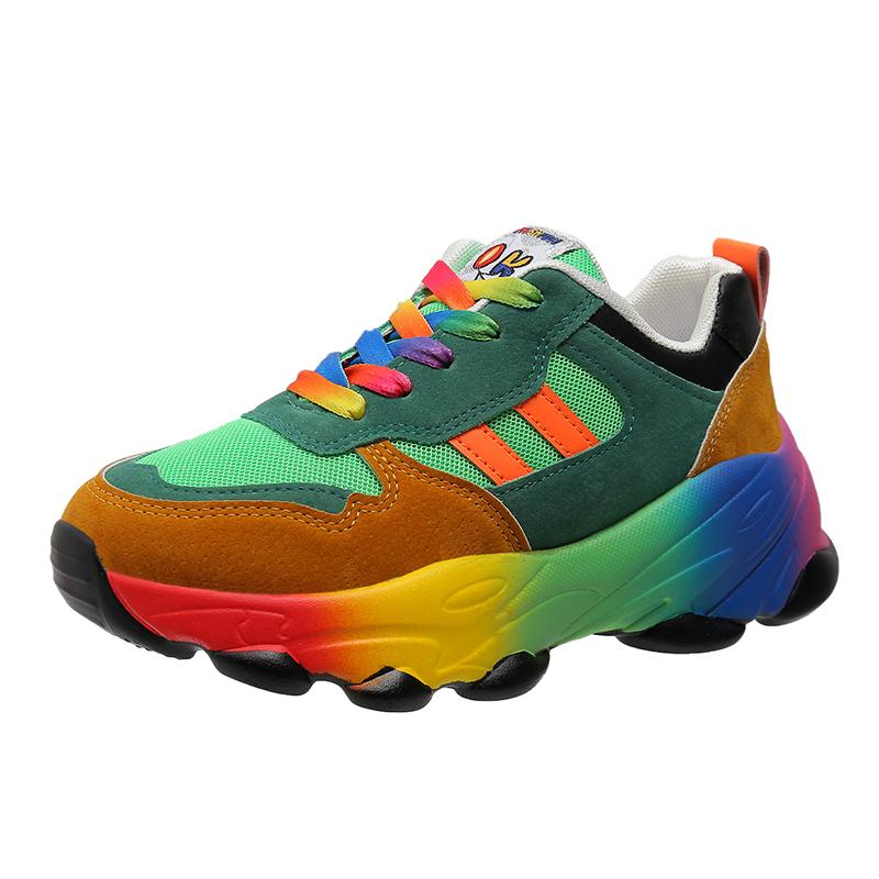 Plus Size Daddy Shoes Colorful Couple Lace-Up Versatile Student Flat Casual Sneakers
