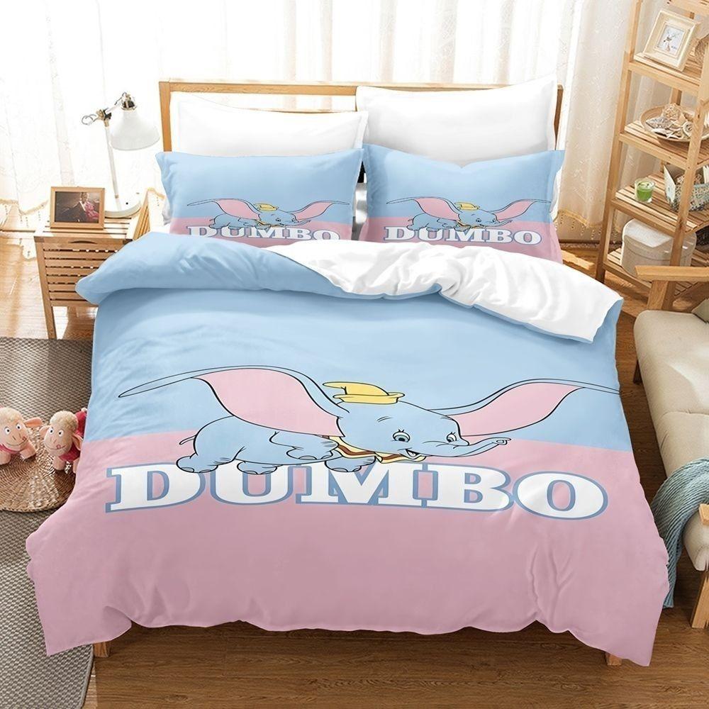 Dumbo Flying Duvet Cover Pillowcase Dumbo Bedding Set  Adult Boy Girl Bedroom Decoration Birthday Gift Single Double Large Size