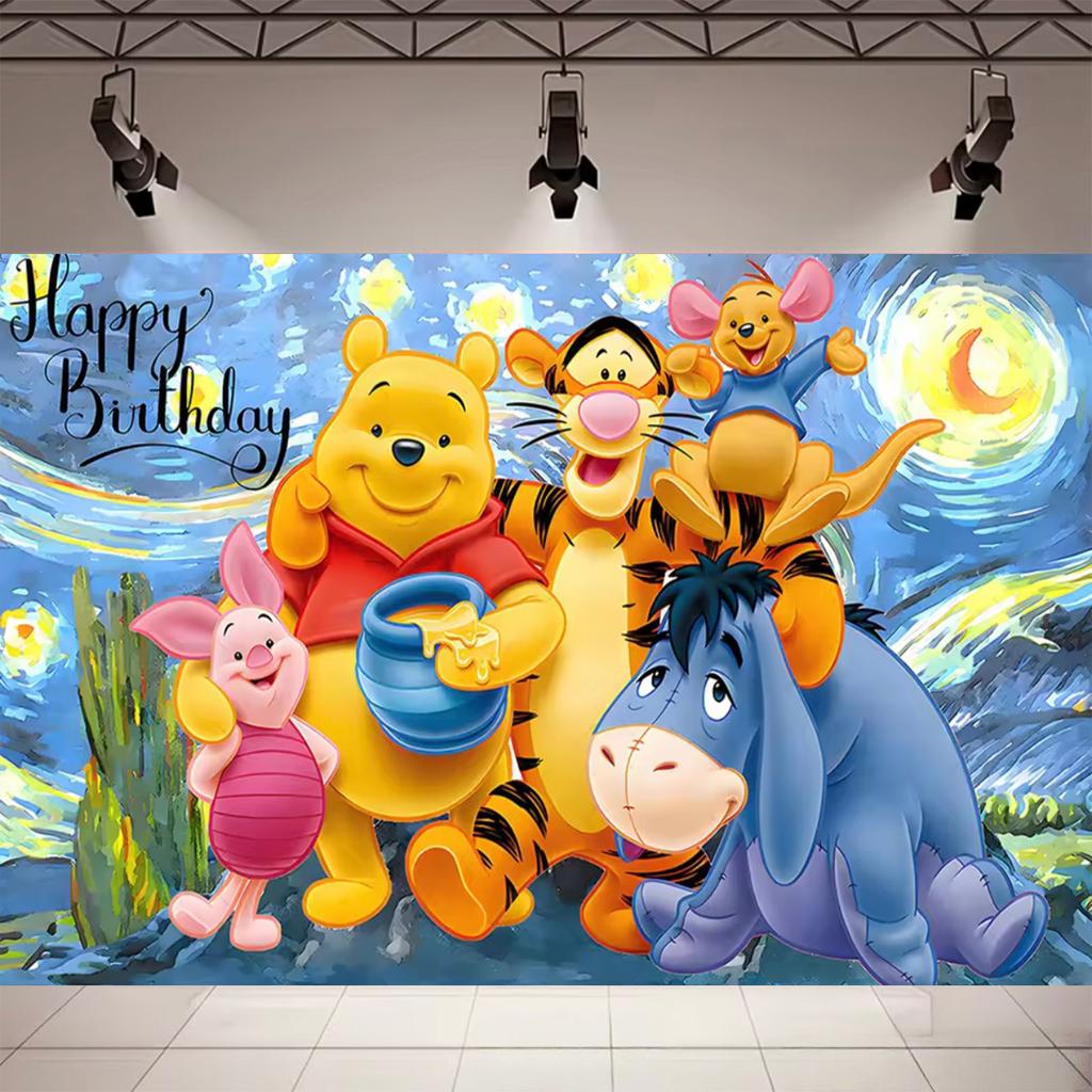Cute Winnie the Pooh Theme Backdrop Kids 1st Birthday Party Baby Shower Decor Banner Studio Portrait Photography Background468