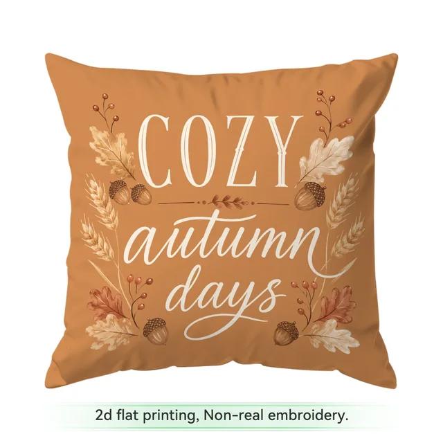 Fall Pumpkin Floral Throw Pillow Covers 4 Pcs Set Autumn Harvest Cushion Case Home Decor Sofa Couch Bed Thanksgiving
