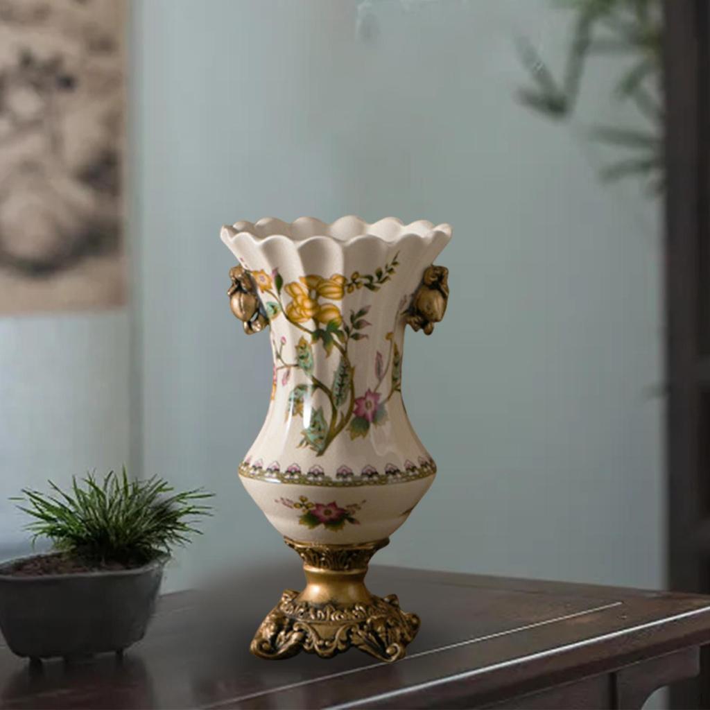 -Flower Vase, Desk Ornament, European Vintage Style, Decorative Table Decoration for