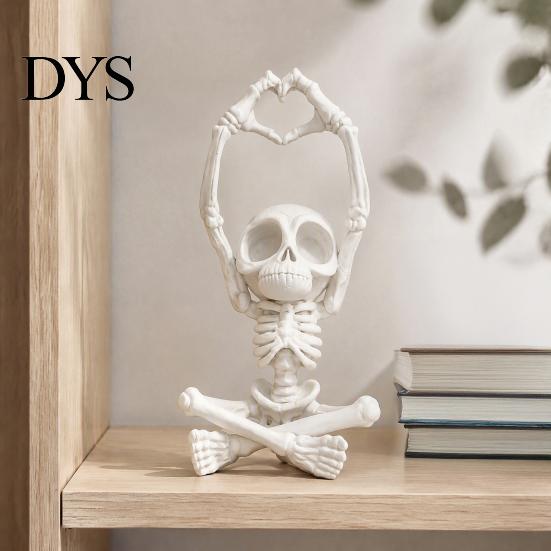 Украшение стола на Хэллоуин, парный череп-сердце, 3D-печатная статуэтка скелета, готический черно-белый декор, компактная скульптура для