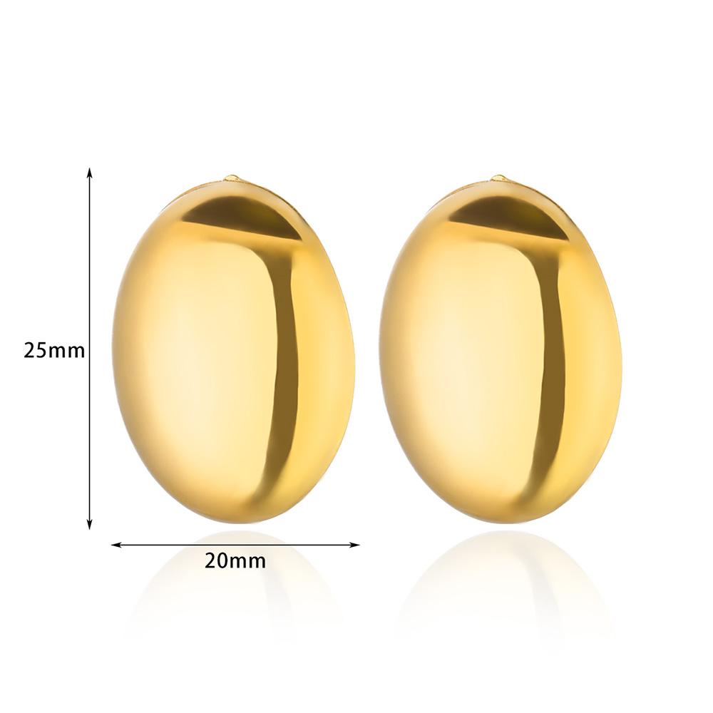 Bright Oval Egg Stainless Steel Earring for Women French Style Gold Color Stud Earring Wedding Anti Fading Jewelry Accessories