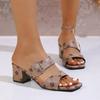 Fashion Slippers Women 2025 New Summer Outdoor Hot Sale Ladies Shoes Buckle Leopard Chunky Heel Sandals Plus Size Fashion Daily Slippers