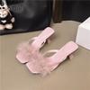 Fairy wind fluffy cool slippers female summer wear 2025 new thin heel square head gentle sexy high heels with skirt
