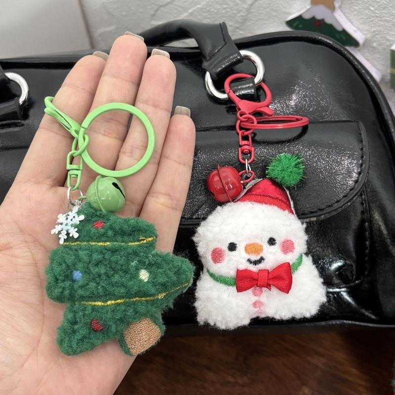 Cute Christmas Plush Doll Keychain Cartoon Santa Claus Snowman Christmas Tree Backpack Pendant Decorative Accessories Gift