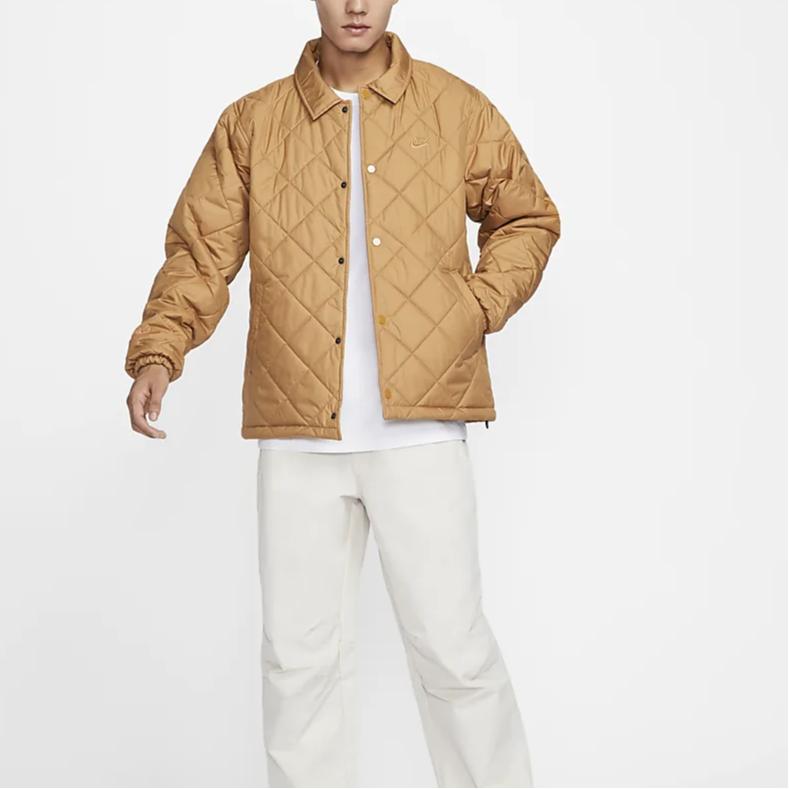 Nike Solid Color Sports Warm Fashion Jacket Men Jackets Khaki FZ0635-224