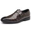 Men'S British Style Buckle Crocodile Grain Leather Shoes Men Slip-On Casual Business Shoes Mens Dress Office Wedding Flats