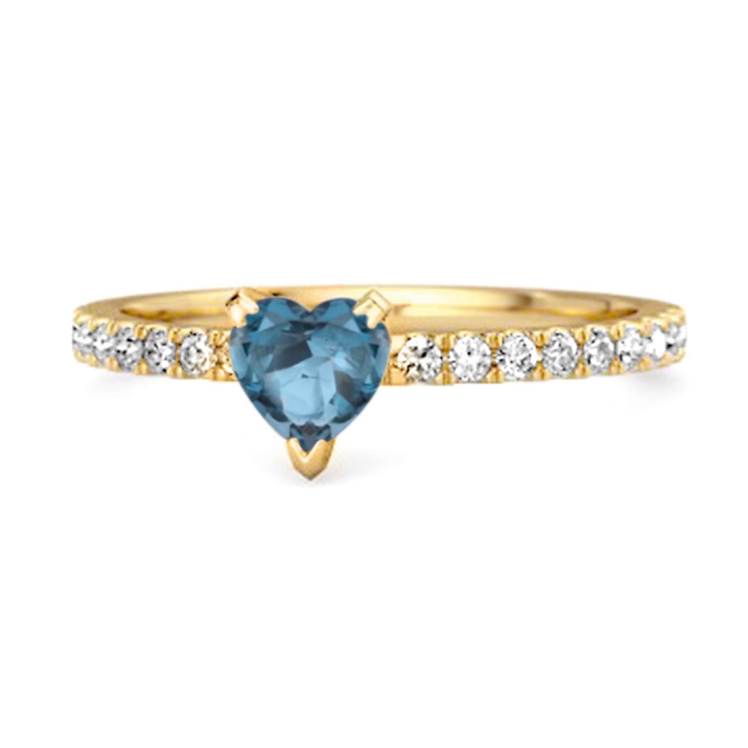 London Blue Topaz Pave Band Ring - 925 Sterling Silver Gold Vermeil 7