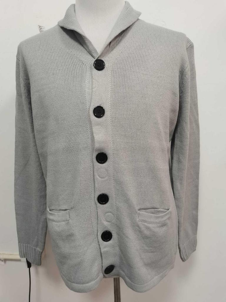 2024 Men's Autumn Color-Blocked Knitted Sweater with Lapel and Long Sleeves