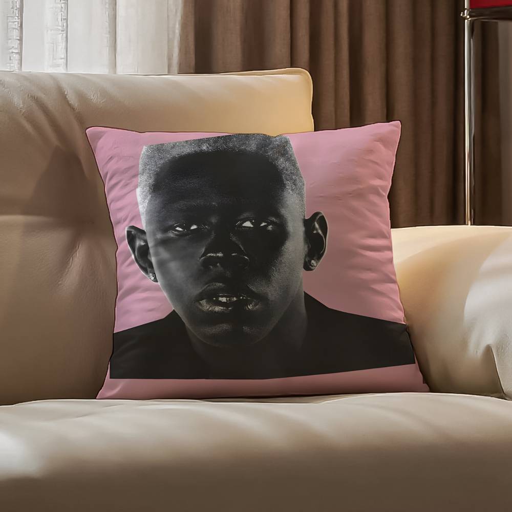 T-Tyler the Creator Rapper Pillow Case Anti-dustmite Pillowcase Invisible zipper silky short plush Sofa cushion cover