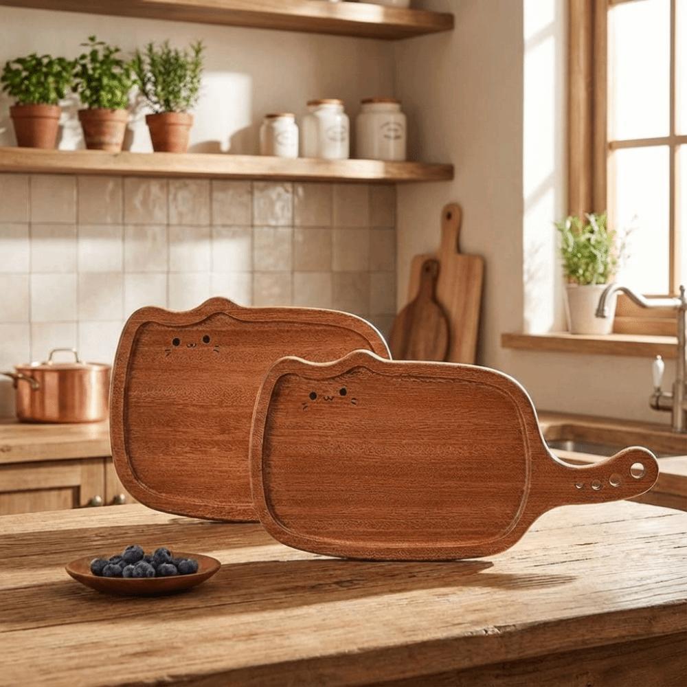 Massivholz Obst Schneidebrett Verdickt Kätzchenform Steaktablett Esszimmer