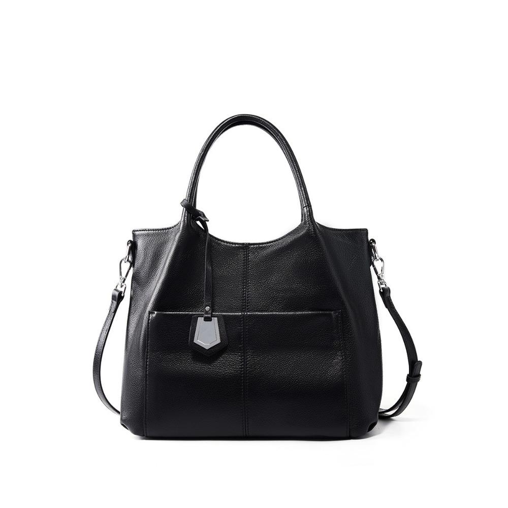 

Большая сумка из коровьей кожи, одноплечевая, портативная, женская сумка, новая сумка-тоут большой вместимости, кожаная сумка-мессенджер чёрный