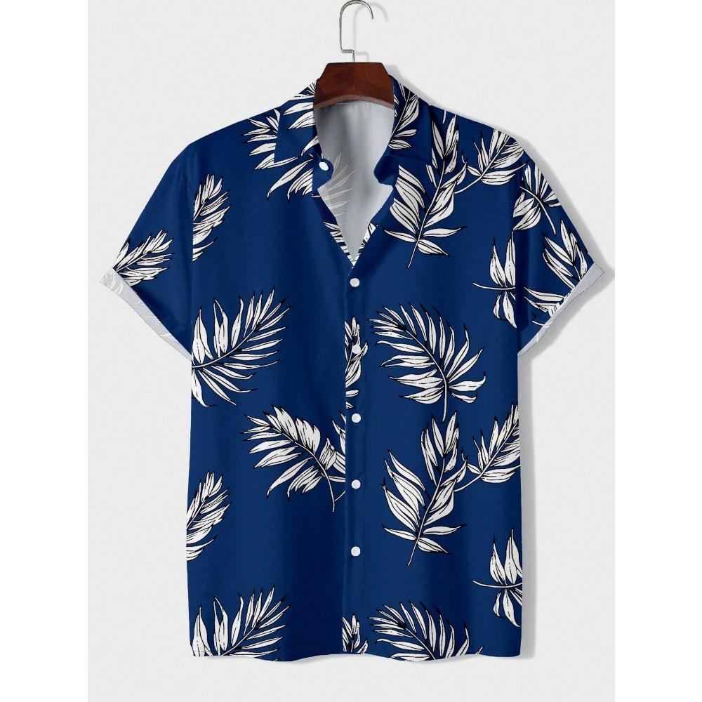 Hawaiian Style Fresh Coconut Print Men's Short-sleeved Fashion Shirt Men's Summer Outdoor Vacation Fashion Short-sleeved Shirt