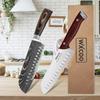 WXCOO Stainless Steel Kitchen Knife Vegetable Fruit Knife Boning Slicing Knife Japanese Fish Santoku Wooden Handle