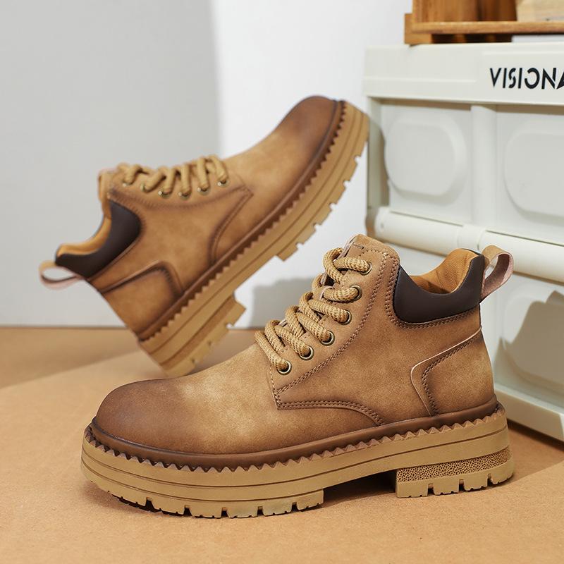 Martin boots comfortable new autumn British style retro high-top boots wear-resistant thick-soled heightening rhubarb boots