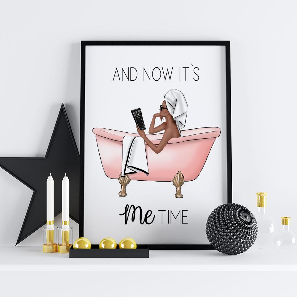 Severská umělecká reprodukce na zeď Girl Room Dekor Malba na plátno Koupelna Nástěnná dekorace It's My Time Plakát a obraz Bez rámu