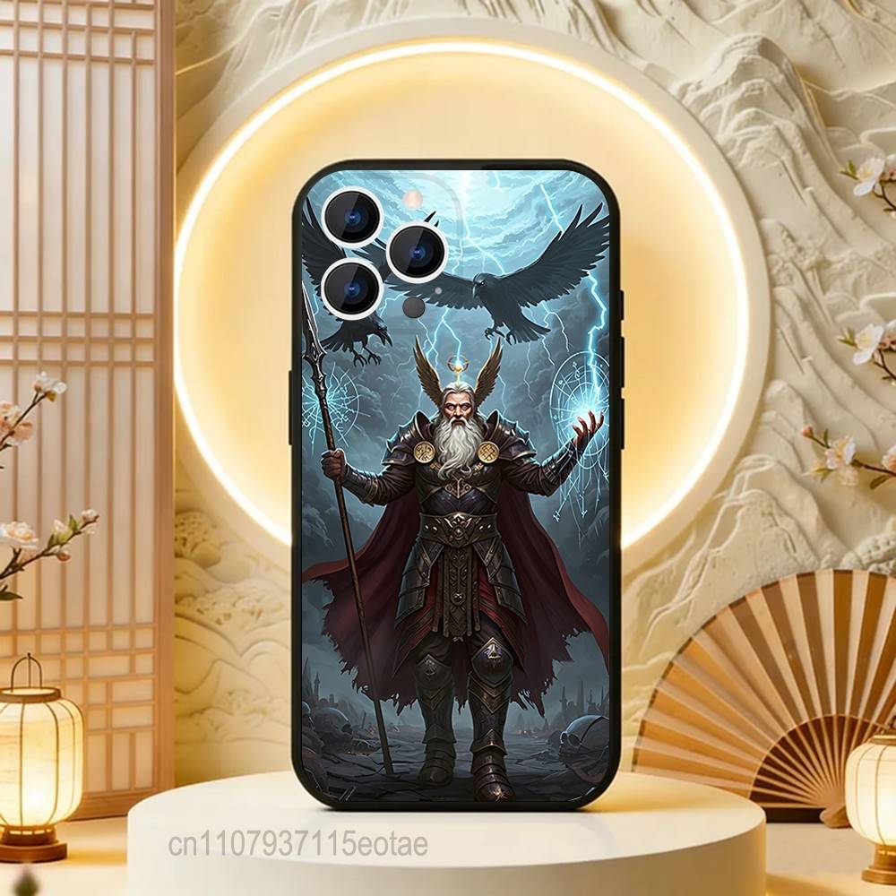 Odin AND Fenrir Phone Case Silicone Soft For IPhone 16,17,15,11,13,12,14,Mini,Pro,Max,Plus,Air,E Black